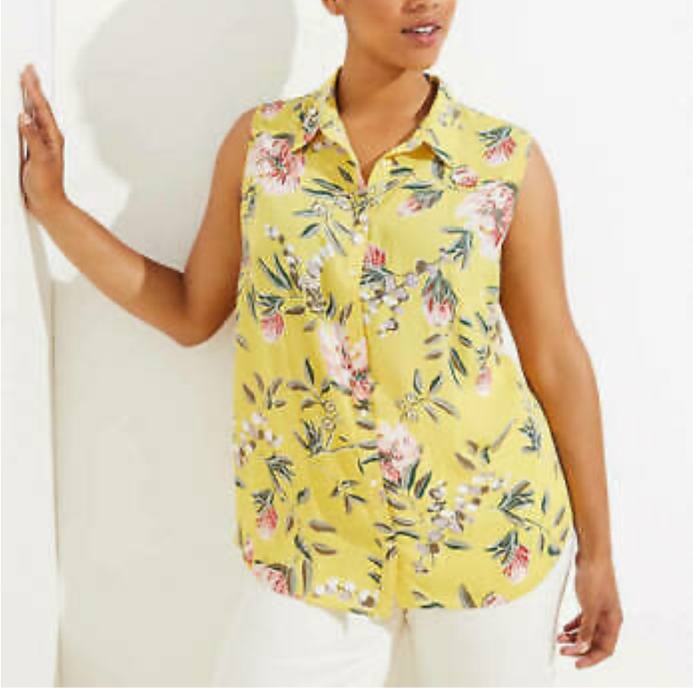 Floral Sleeveless Yellow Loft Top